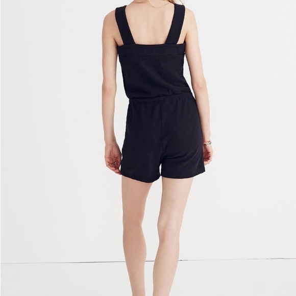Madewell Side-button Drawstring cotton romper - Picture 2 of 6